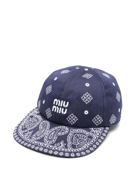  Miu Miu Logo-embroidered Cap - Blue 