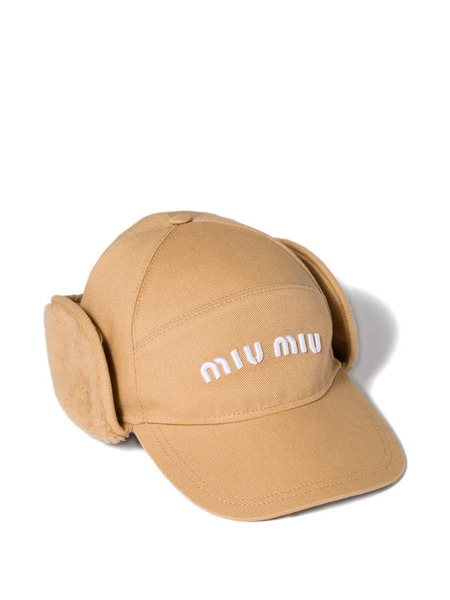  Miu Miu Logo-embroidered Cap - Neutrals 