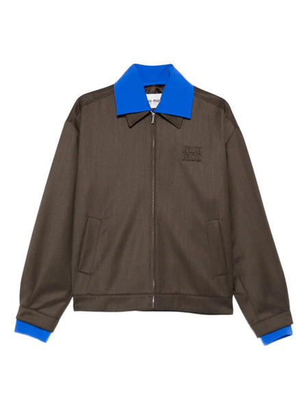  Miu Miu Logo-embroidered Jacket - Brown 