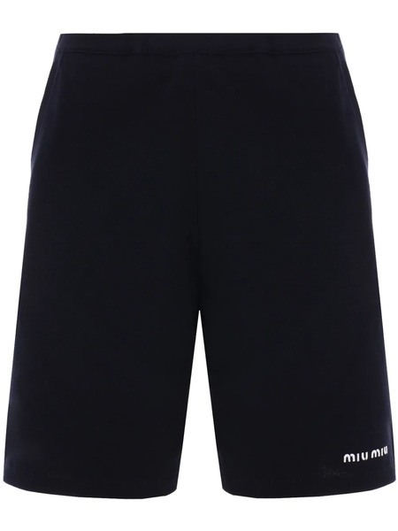  Miu Miu Logo-embroidered Shorts - Blue 