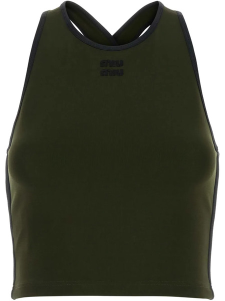  Miu Miu Logo-embroidered Top - Green 