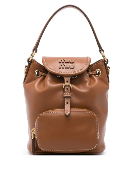  Miu Miu Logo Flap-top Mini Bag - Brown 