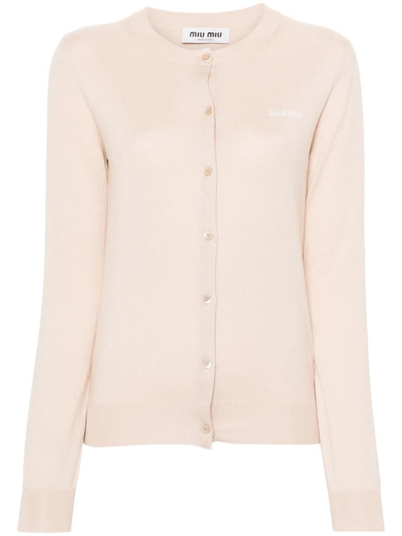  Miu Miu Logo-intarsia Cardigan - Pink 