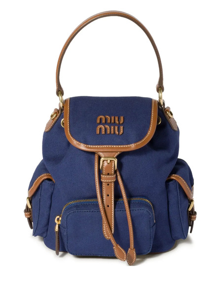 Miu Miu Logo-lettering Backpack - Blue 