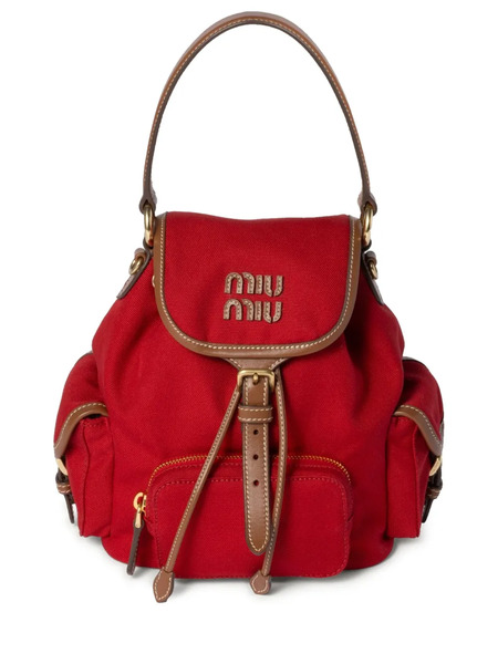  Miu Miu Logo-lettering Backpack - Red 