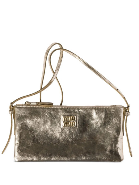  Miu Miu Logo-lettering Clutch Bag - Gold 