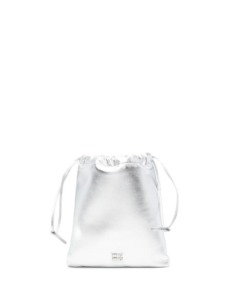  Miu Miu Logo-lettering Clutch Bag - Silver 