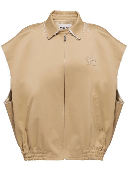  Miu Miu Logo-patch Chino Blouson - Neutrals 