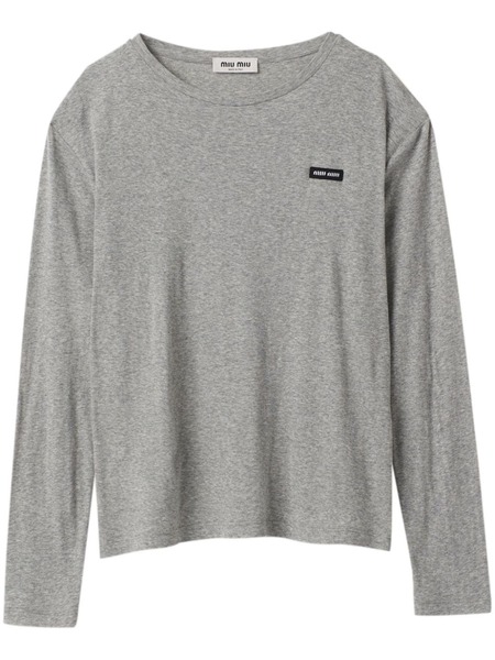  Miu Miu Logo-patch T-shirt - Grey 