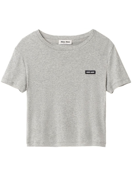  Miu Miu Logo-patch T-shirt - Grey 
