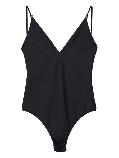  Miu Miu Logo-plaque Swimsuit - Black 