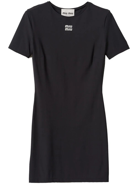  Miu Miu Logo-print Short-sleeve Minidress - Black 