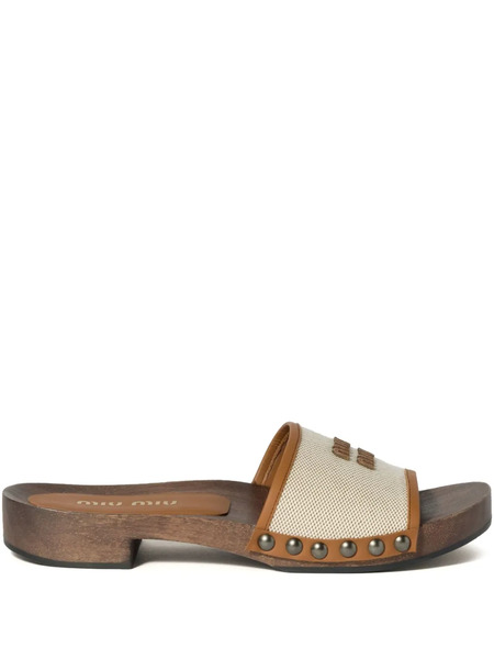  Miu Miu Logo Sandals - Neutrals 