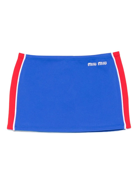  Miu Miu Logo Stripe Mini Skirt - Blue 