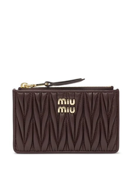  Miu Miu Logo Zipped Wallet - Brown 