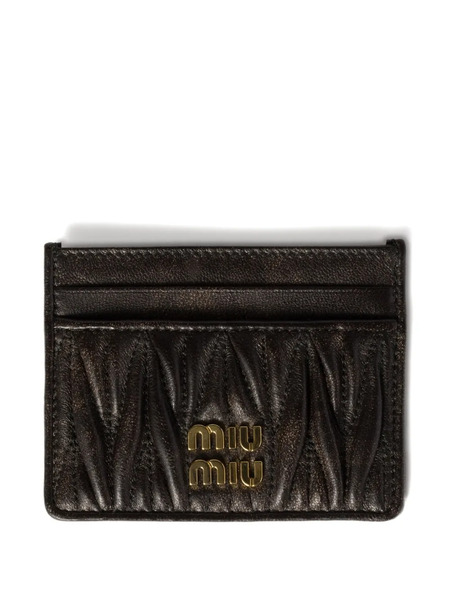  Miu Miu Matelassé Leather Card Holder - Brown 