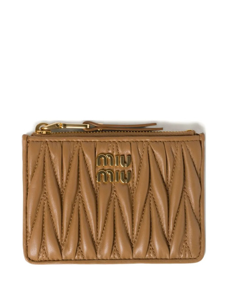  Miu Miu Matelassé Leather Card Holder - Neutrals 