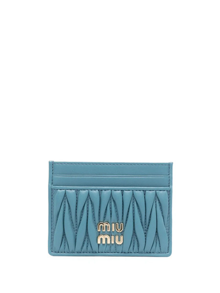  Miu Miu Matelassé Nappa Leather Card Holder - Blue 