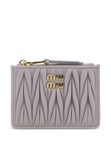  Miu Miu Matelassé Nappa Leather Card Holder - Grey 