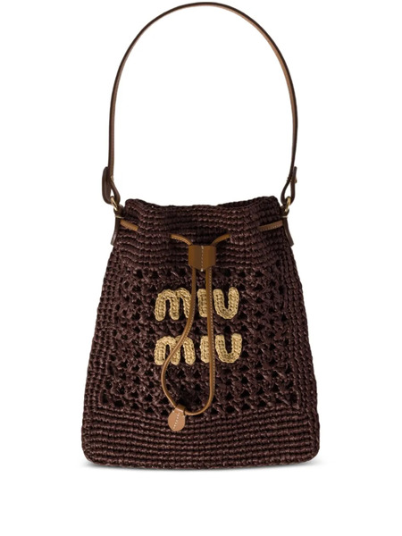  Miu Miu Mini Crochet Bucket Bag - Brown 