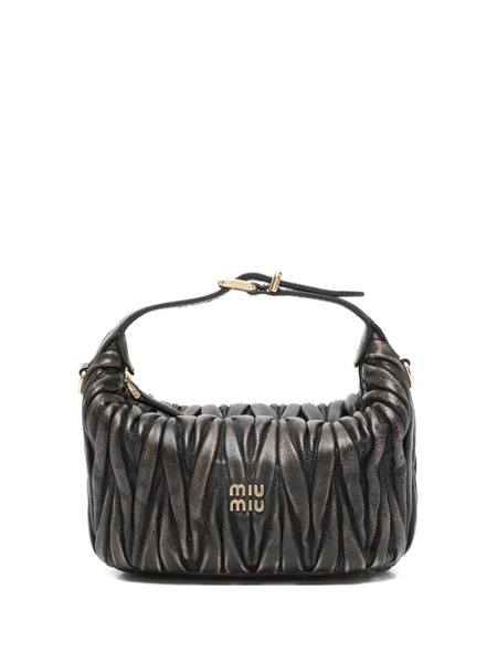  Miu Miu Mini Matelassé Logo-detail Shoulder Bag - Brown 