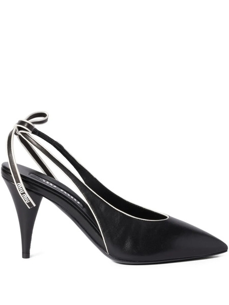  Miu Miu 85mm Bow-detail Slingback Pumps - Black 