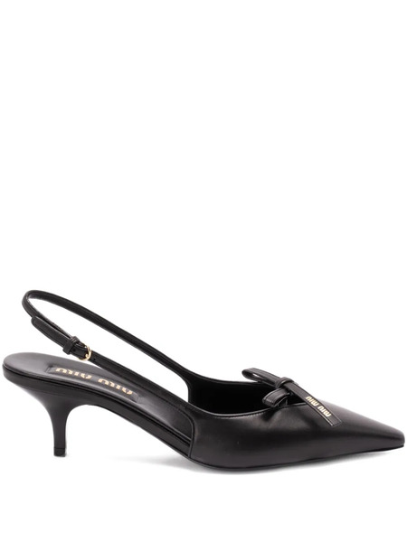  Miu Miu 50mm Bow Slingback Pumps - Black 