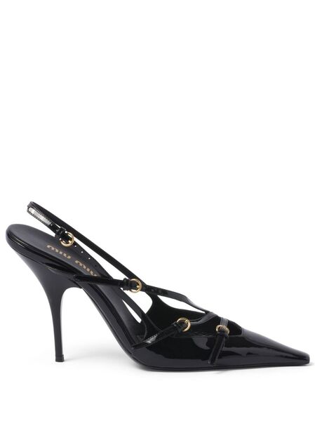  Miu Miu 105mm Buckle-embellished Slingback Pumps - Black 