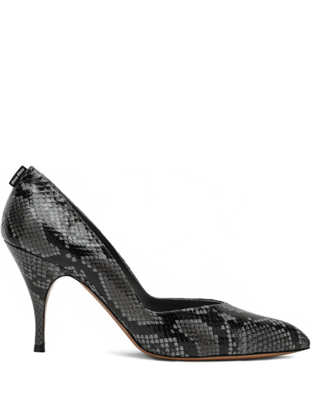  Miu Miu 85mm Snakeskin Stiletto Pumps - Grey 