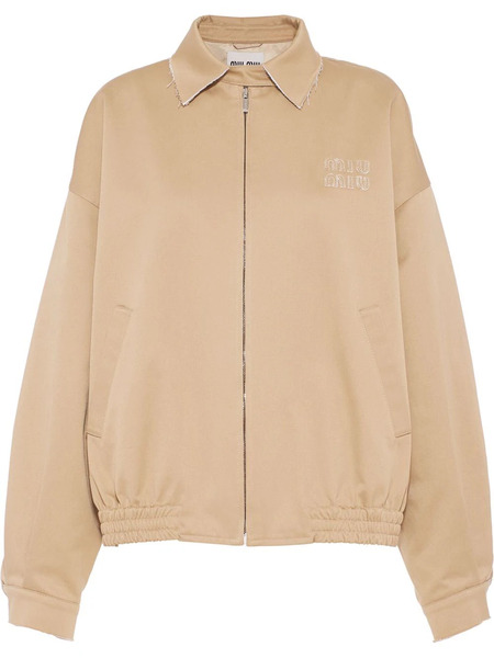  Miu Miu Oversized Cotton Blouson Jacket - Neutrals 