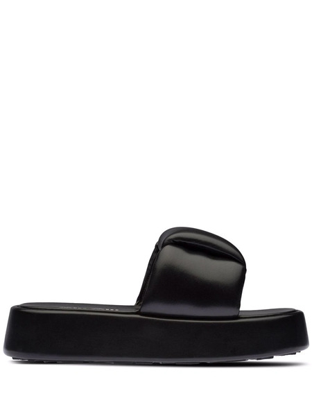  Miu Miu Padded Leather Sandals - Black 