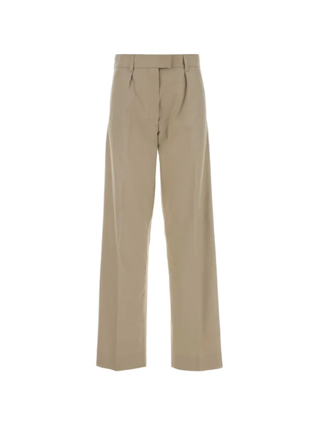  Miu Miu Panama Logo-embroidered Trousers - Neutrals 