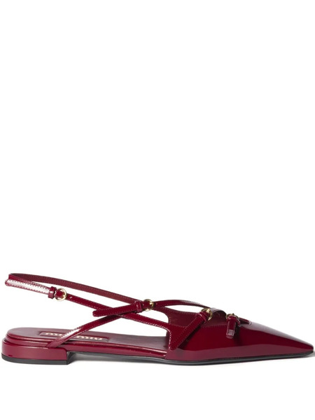  Miu Miu Patent-leather Slingback Flat Pumps - Red 