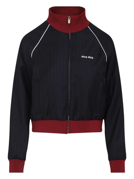  Miu Miu Pinstripe Wool Jacket - Blue 