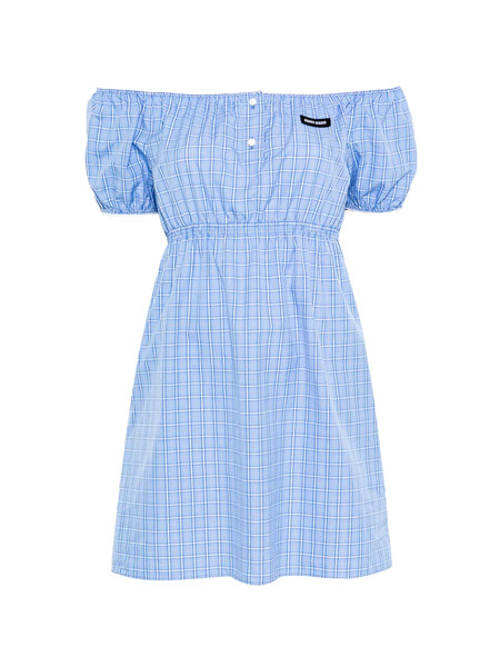  Miu Miu Plaid-pattern Mini Dress - Blue 