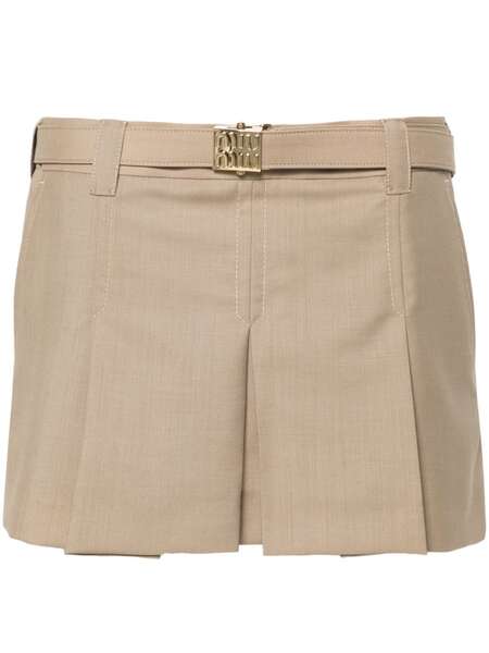  Miu Miu Pleat Mini Skirt - Neutrals 