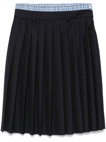  Miu Miu Pleated Batavia Midi Skirt - Blue 