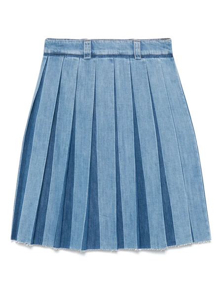  Miu Miu Pleated Denim Skirt - Blue 