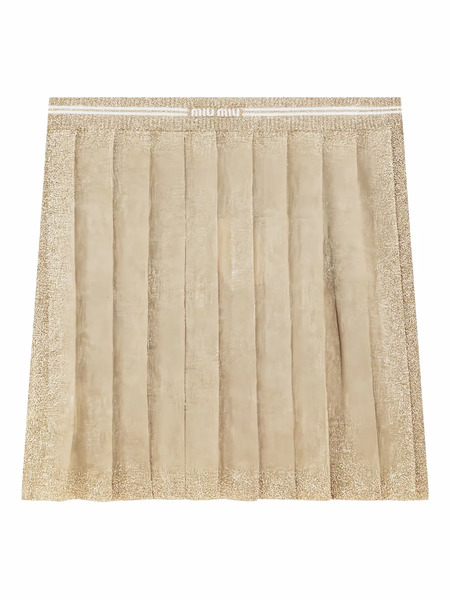  Miu Miu Pleated Mini Skirt - F0056 Gold 