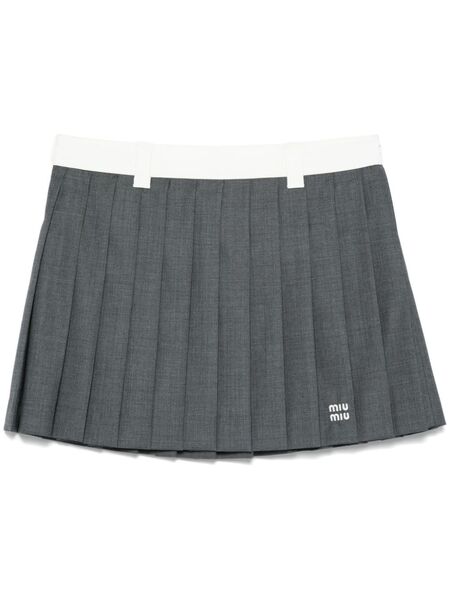  Miu Miu Pleated Mini Skirt - Grey 