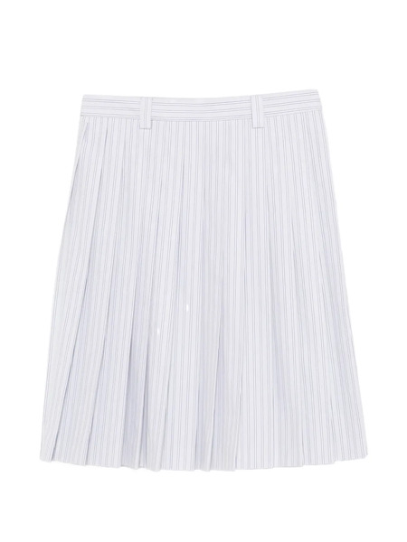  Miu Miu Pleated Striped Midi Skirt - Grey 