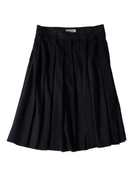  Miu Miu Pleated Suede Midi Skirt - Blue 