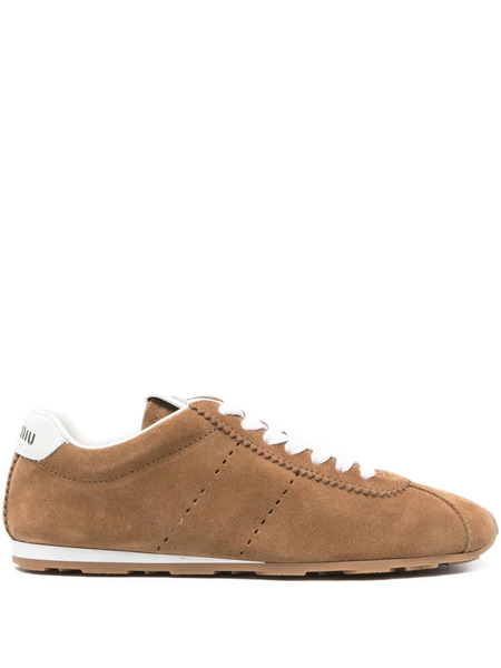  Miu Miu Plume Suede Sneakers - Brown 