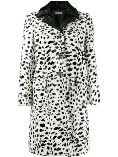  Miu Miu Polka Dot Printed Coat - White 