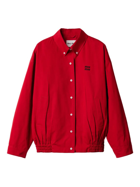  Miu Miu Poplin Blouson Jacket - Red 