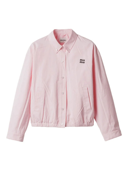  Miu Miu Poplin Shirt Jacket - Pink 