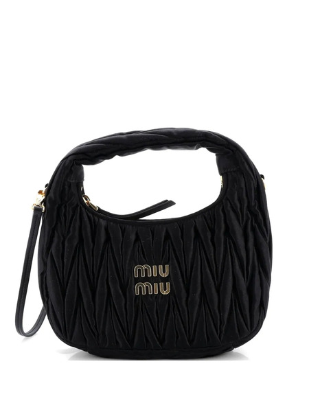  Miu Miu Pre-owned Wander Matelasse Satin Mini Hobo Bag - Black 