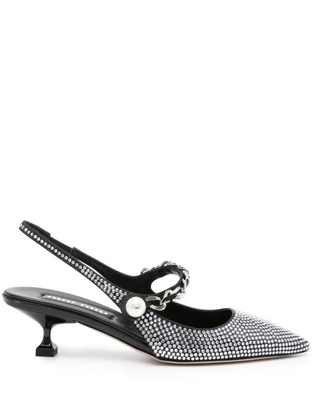  Miu Miu Rhinestone-embellished Pointed-toe Pumps - Black 