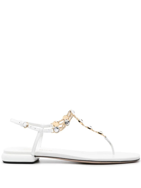  Miu Miu Rhinestone-embellished Thong Sandals - White 