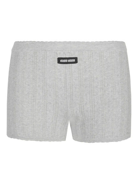  Miu Miu Ribbed Knit Mini Shorts - Grey 